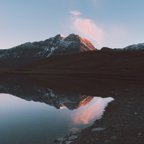 Mountains with lake 